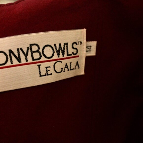 2000's Y2K Tony Bowles Burgundy Taffeta Beaded Mermaid Cut Ruched Bodice Evening - Picture 5 of 6